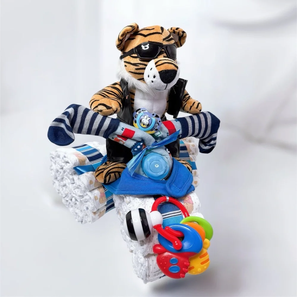 Motorcycle Tiger Diaper Cake, Baby Shower gift